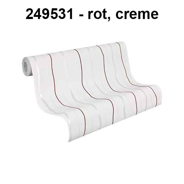A.S. Création Vliestapete - Streifentapete, Rot, Creme (249531)