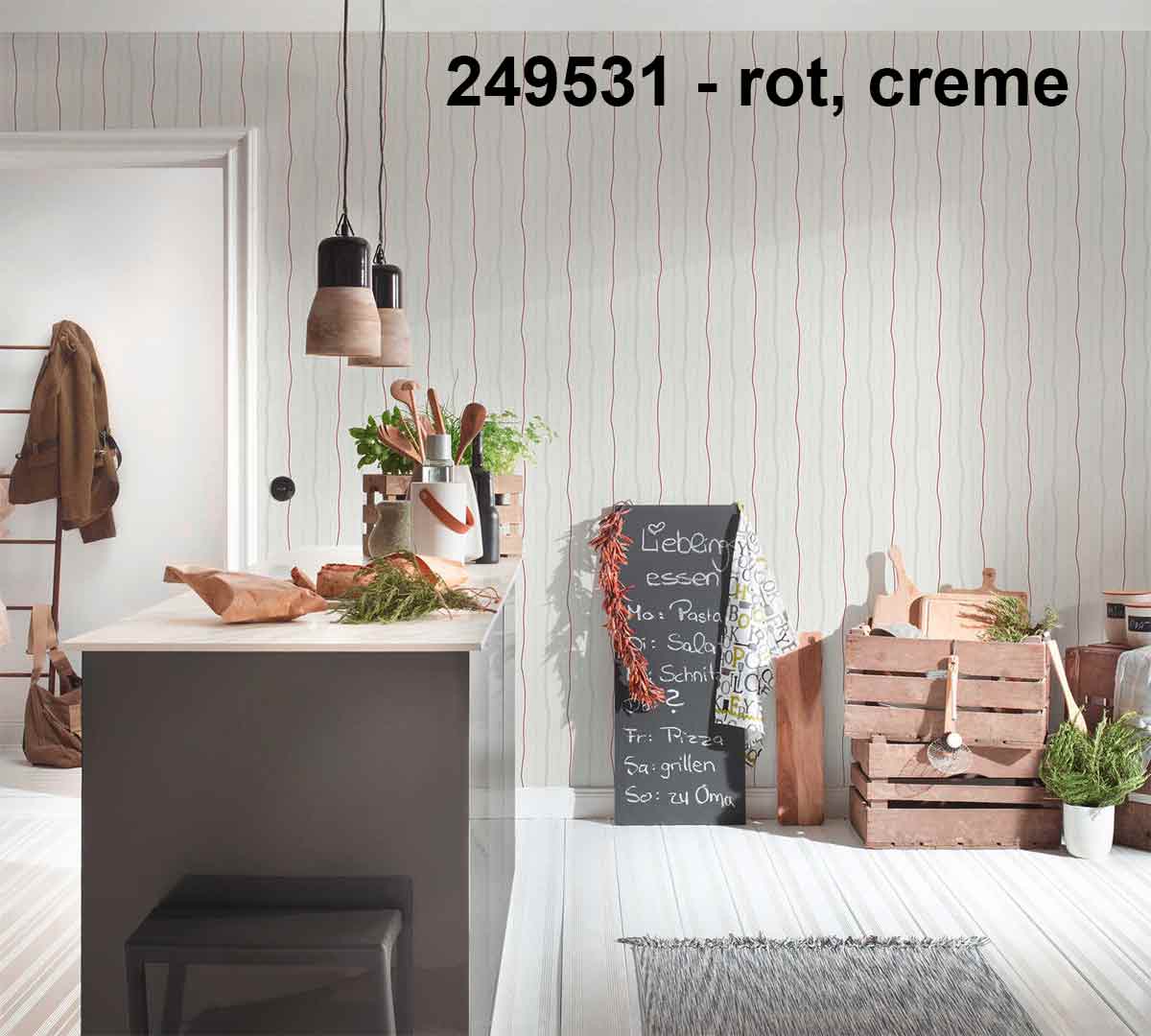 A.S. Création Vliestapete - Streifentapete, Rot, Creme (249531) – Bild 3