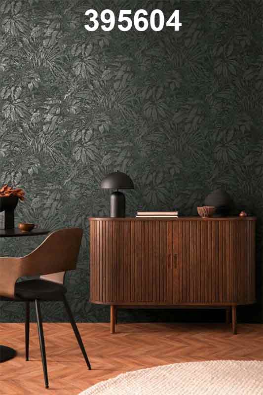 A.S. Création Vliestapete - Blätter-Motiv grün, schwarz, silber metallic (395604) – Bild 2